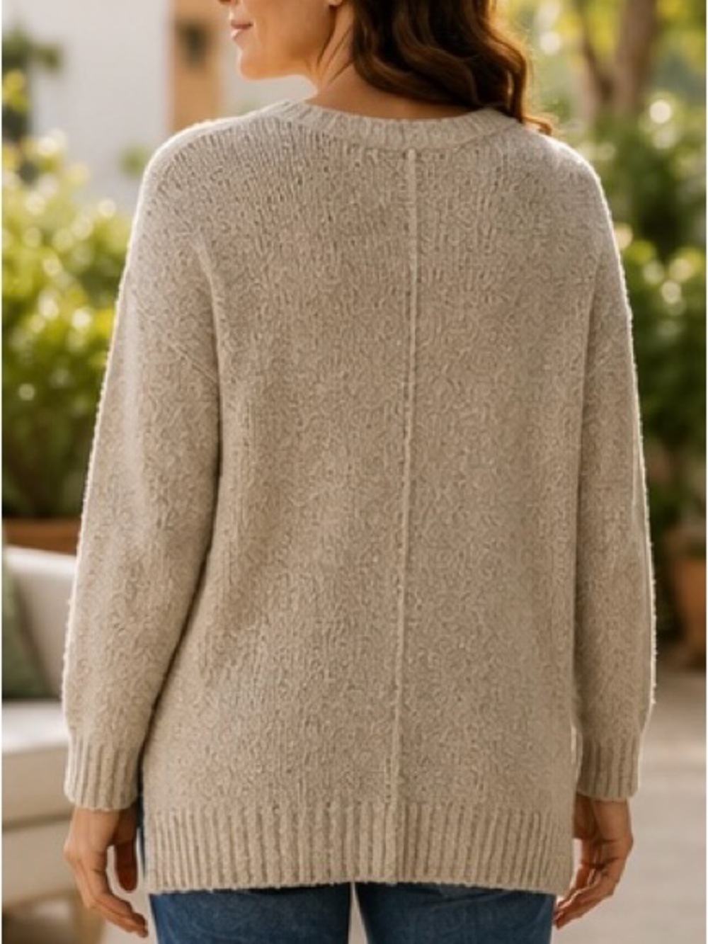 Eileen Fisher Organic Cotton Cashmere Bouclé Crew Neck Sweater XL Oatmeal Beige - Picture 2 of 9